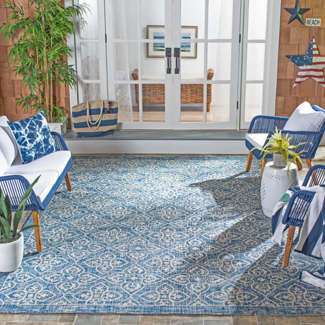 Safavieh Courtyard 6'-7" x 9'-6" Rug in Navy / Grey