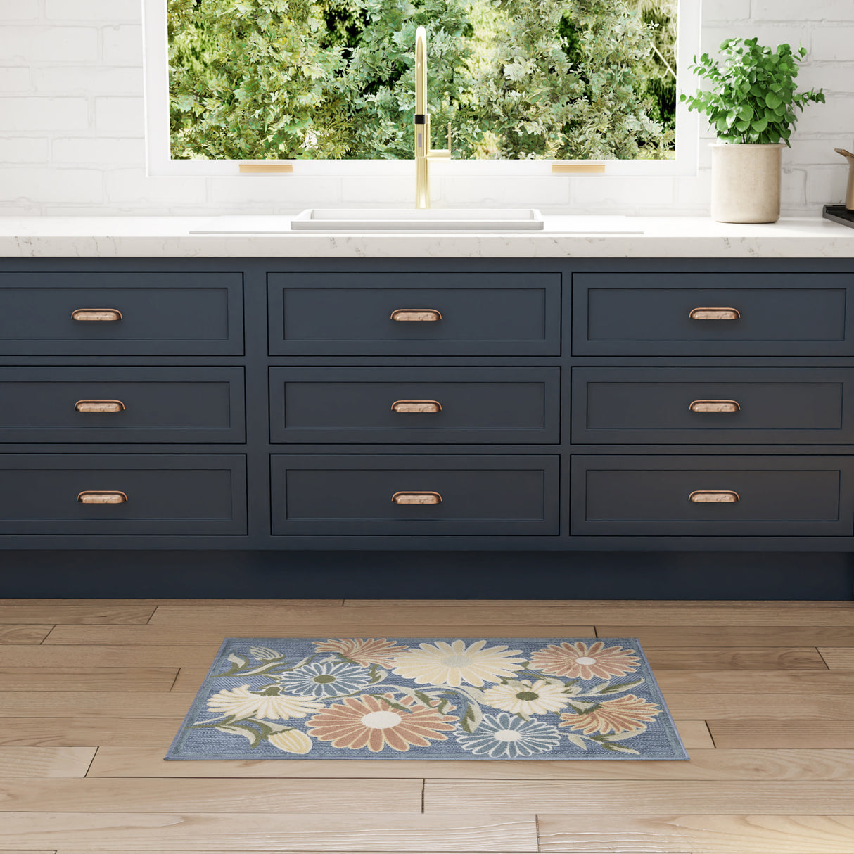 Nourison Aloha ALH33 Machine Made Blue, Sage Rug