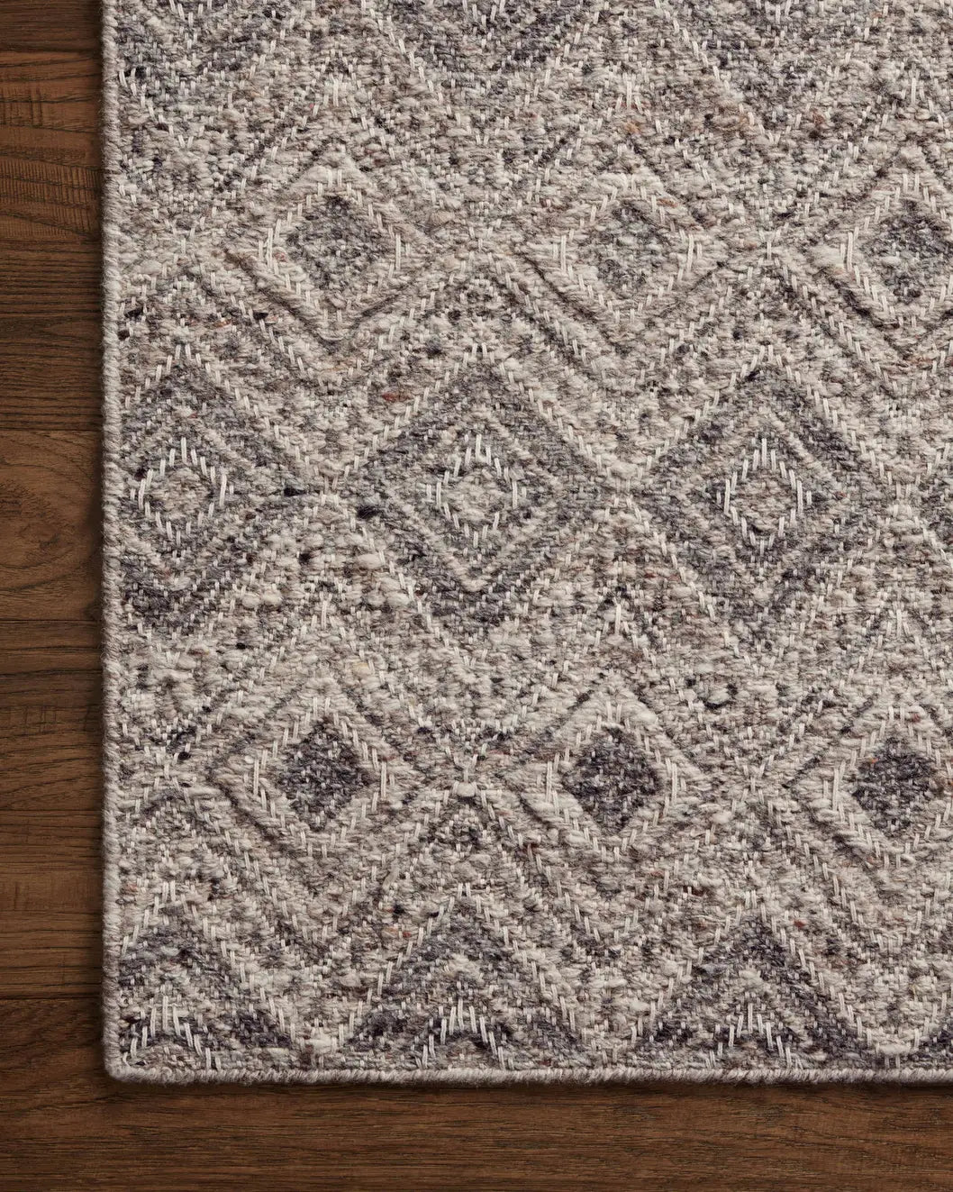 Loloi Raven Rav-02 Taupe/Grey Rug - corner on wood