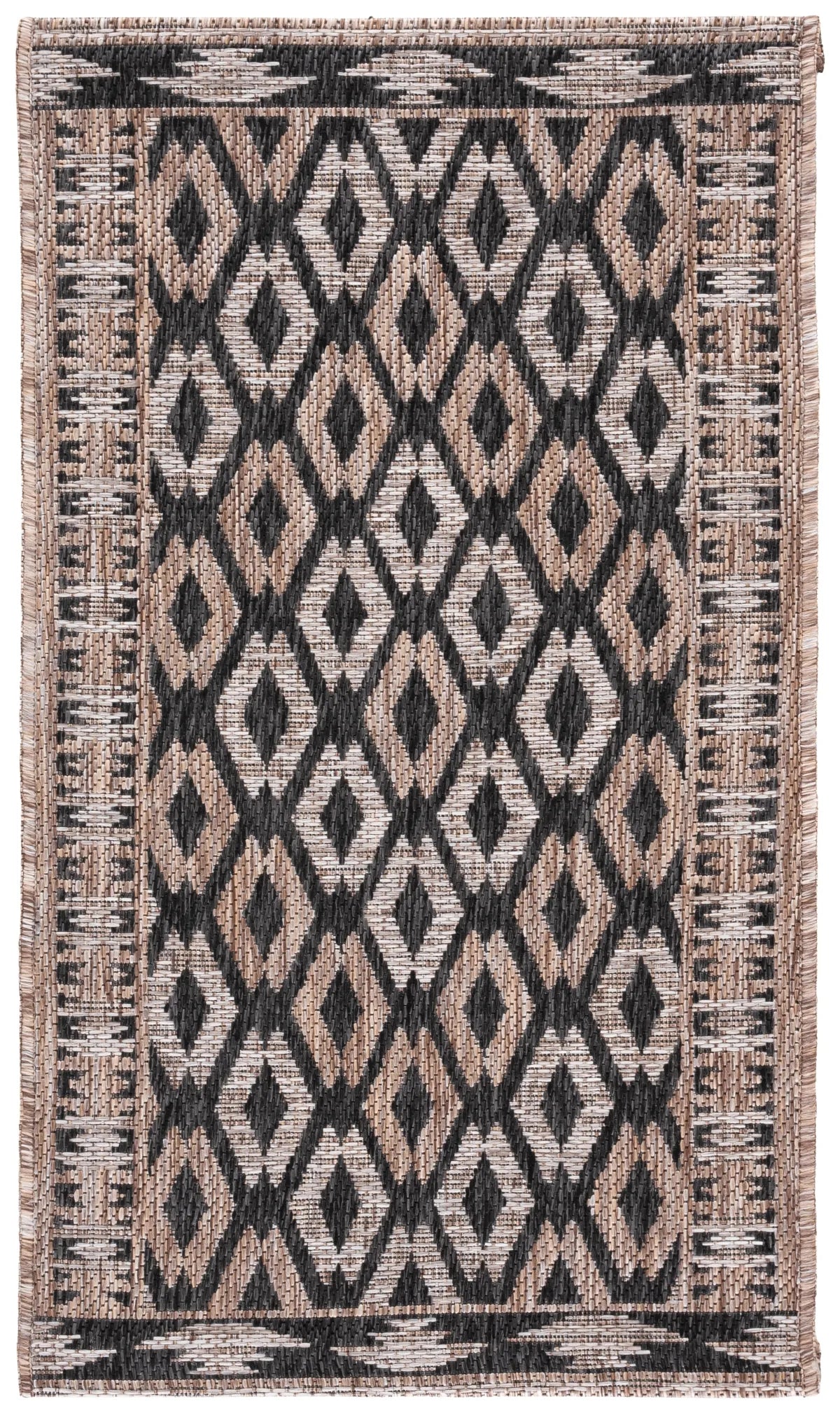 Safavieh Courtyard 2'-0" x 3'-7" Rug in Black / Natural