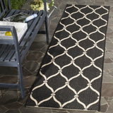 Safavieh Courtyard 2'-4" x 12'-0" Rug in Black / Beige