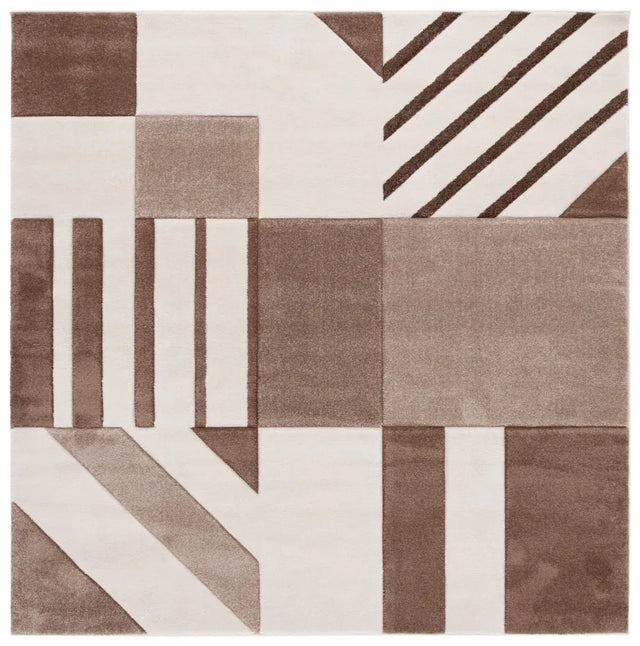 Safavieh Hollywood 6'-7" x 6'-7" Rug in Ivory / Brown