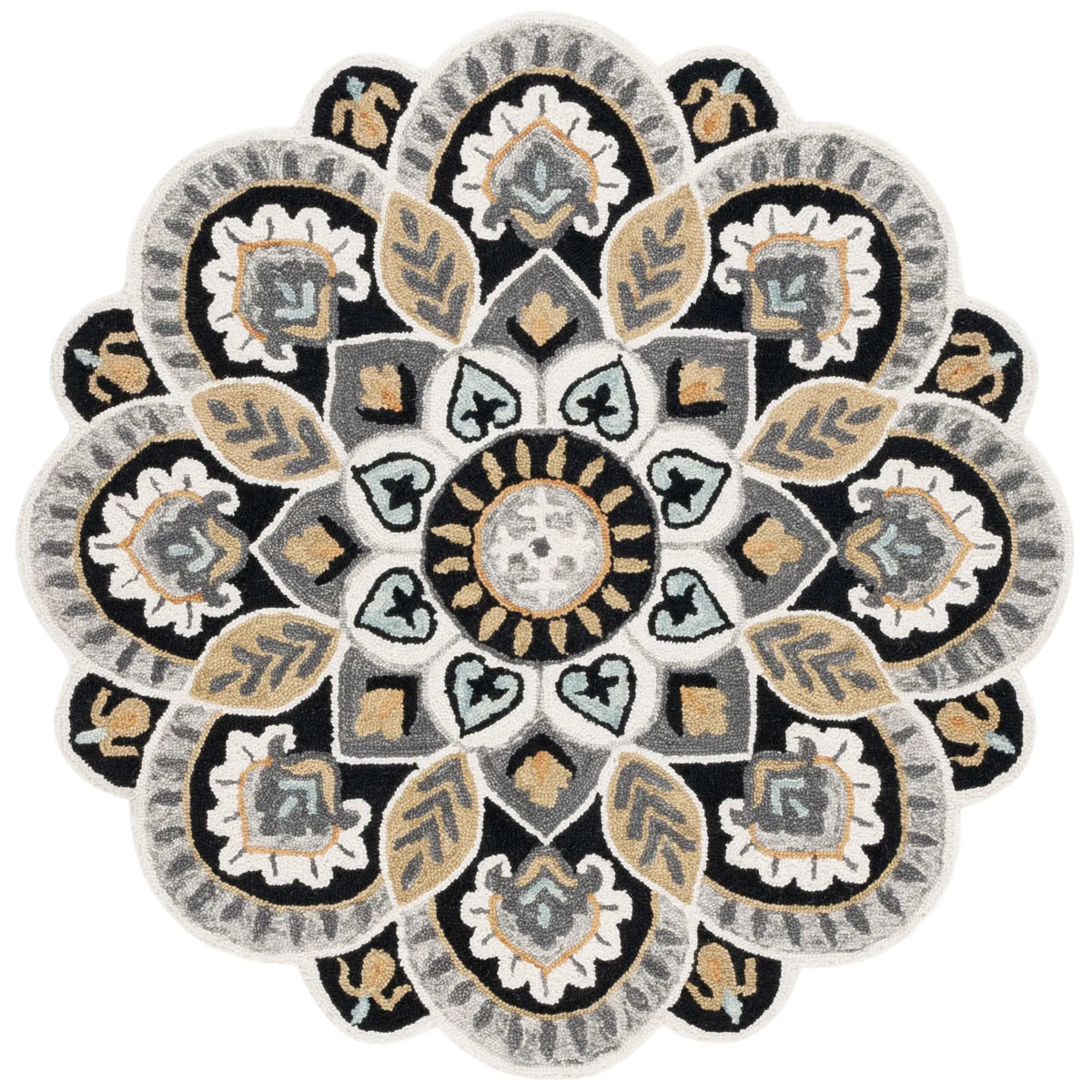 Safavieh Novelty 5'-0" x 5'-0" Rug in Ivory / Black
