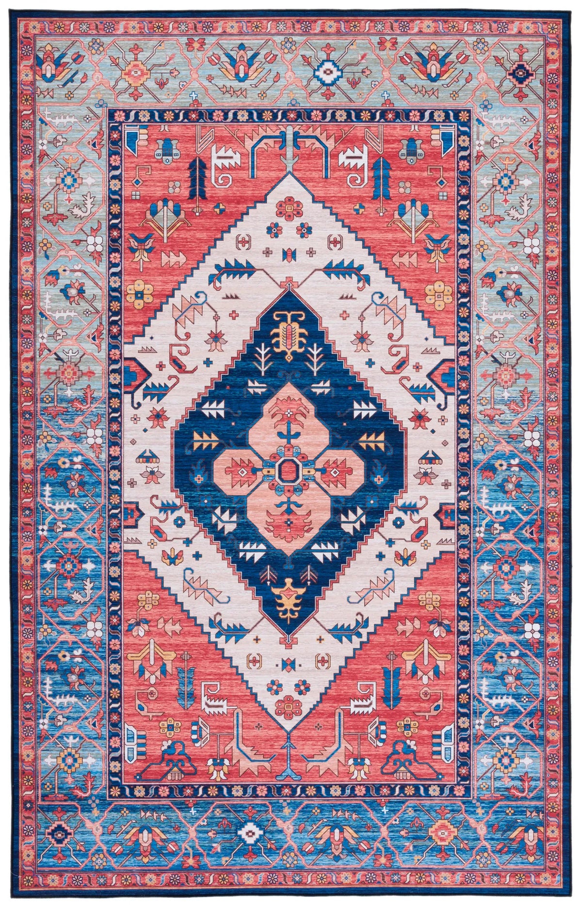 Safavieh Tucson 4'-0" x 6'-0" Rug in Rust / Blue