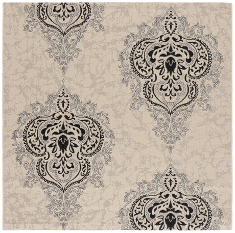 Safavieh Courtyard 6'-7" x 6'-7" Rug in Creme / Black