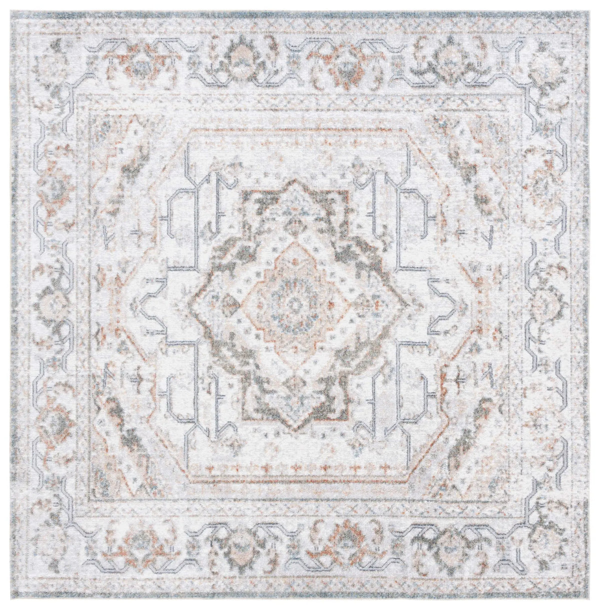 Safavieh Baltimore 6'-7" x 6'-7" Rug in Light Grey / Rust