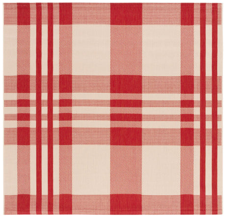 Safavieh Courtyard 6'-7" x 6'-7" Rug in Red / Bone