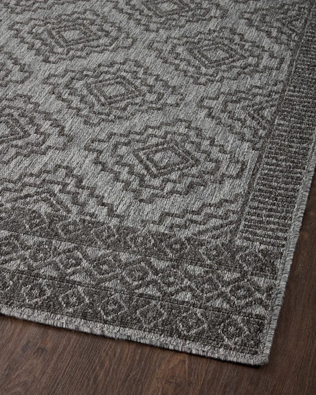Loloi Rainier Rai-06 Grey/Charcoal Rug - angled corner on wood