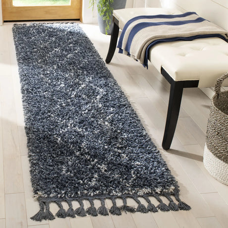 Safavieh Pro Lux Shag 400 2'-0" x 8'-0" Rug in Blue / Creme