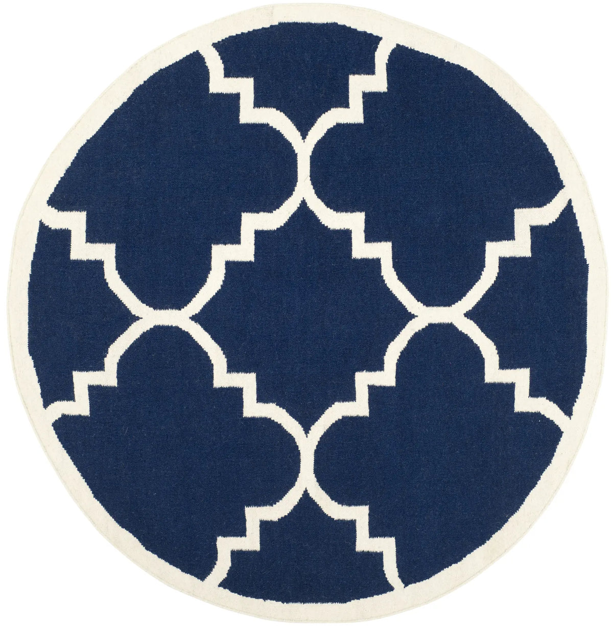 Safavieh Dhurries 6'-0" x 6'-0" Rug in Navy / Ivory