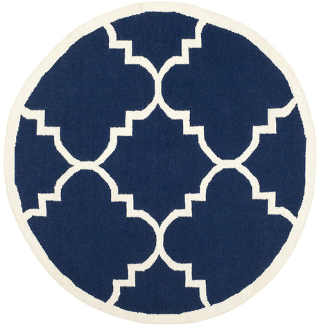 Safavieh Dhurries 6'-0" x 6'-0" Rug in Navy / Ivory