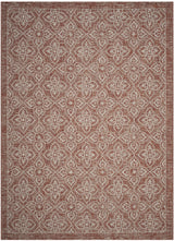 Safavieh Courtyard 6'-7" x 9'-6" Rug in Rust / Light Grey