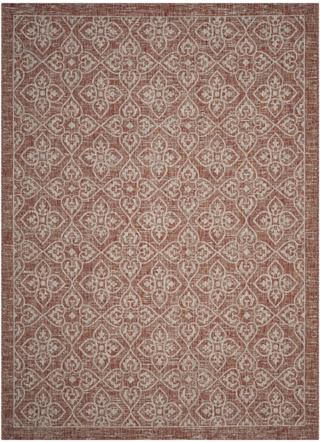 Safavieh Courtyard 6'-7" x 9'-6" Rug in Rust / Light Grey