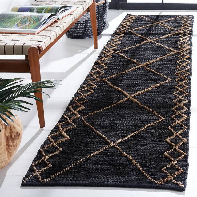Safavieh Vintage Leather 2'-3" x 9'-0" Rug in Black / Natural