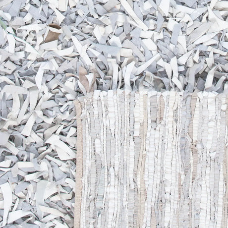 Safavieh Leather Shag 4'-0" x 6'-0" Rug in Grey / White