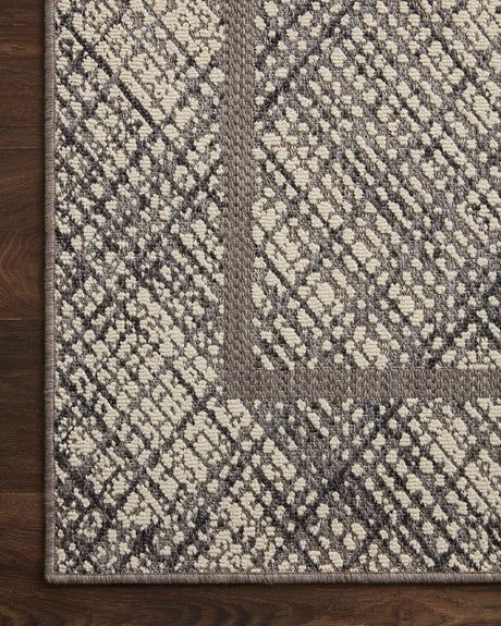 Loloi Rainier Rai-10 Ivory/Charcoal Rug - corner on wood