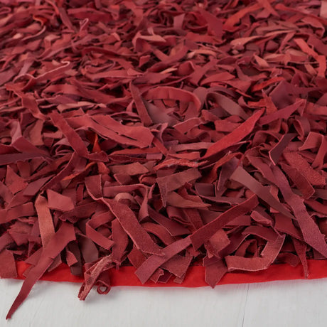 Safavieh Leather Shag 6'-0" x 6'-0" Rug in Red