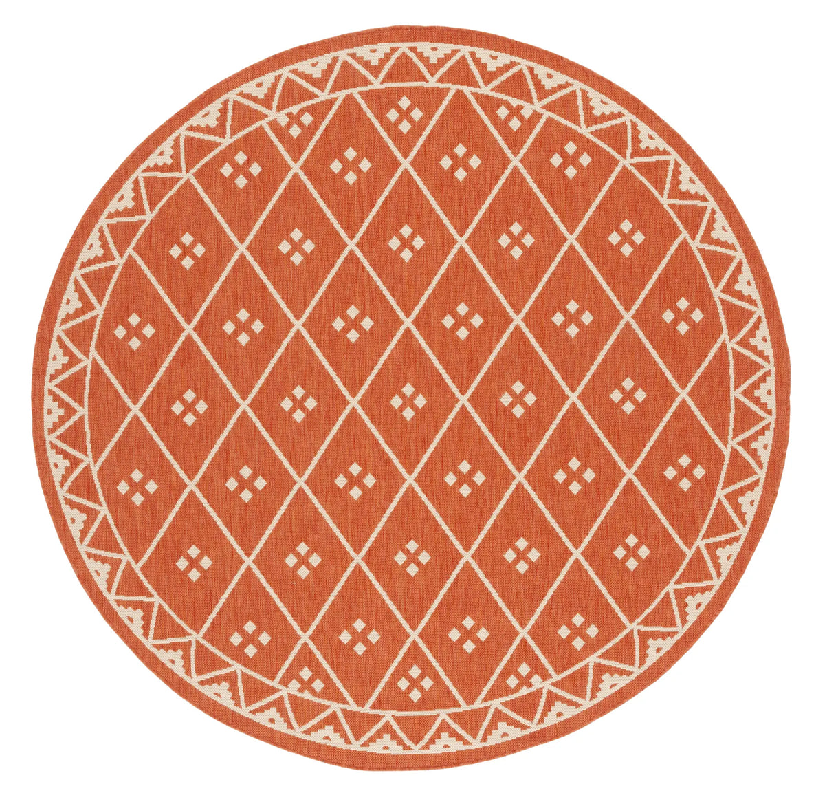 Safavieh Courtyard 6'-7" x 6'-7" Rug in Terracotta / Light Beige