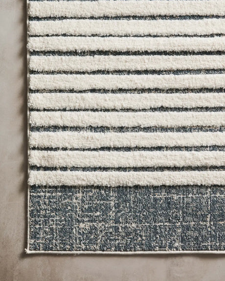 Loloi Hagen Hag-01 White/Ocean Rugs - corner on wood