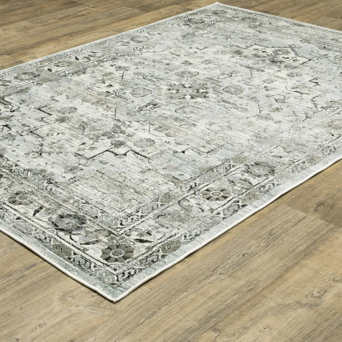 Oriental Weavers Gemini 020Z2 Grey/ Blue Rug - angle detail