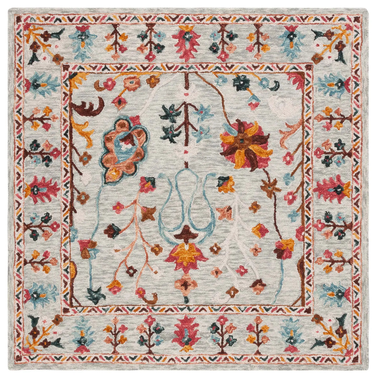 Safavieh Blossom 6'-0" x 6'-0" Rug in Grey / Red