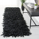 Safavieh Leather Shag 2'-0" x 8'-0" Rug in Black
