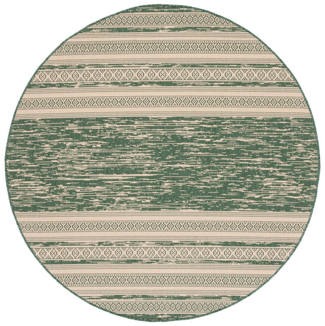 Safavieh Courtyard 6'-7" x 6'-7" Rug in Dark Green / Beige