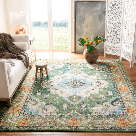 Safavieh Monaco 10'-0" x 14'-0" Rug in Forest Green / Light Blue