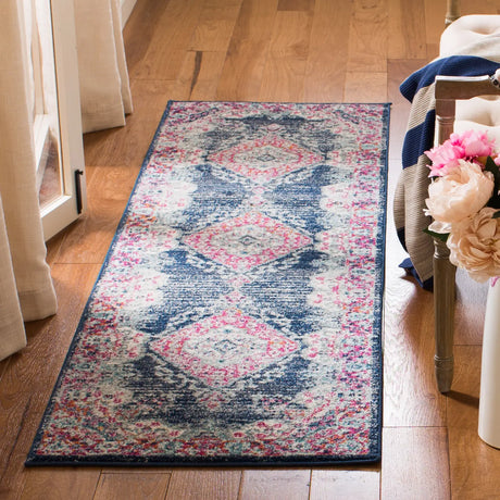 Safavieh Evoke 2'-2" x 7'-0" Rug in Navy / Fuchsia