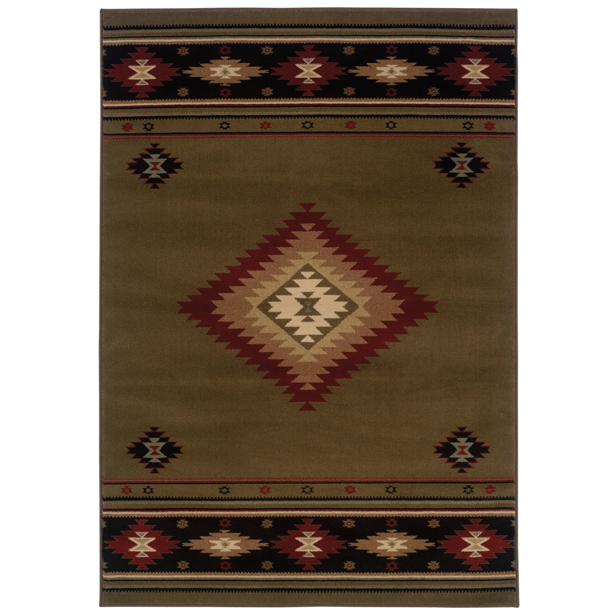 Oriental Weavers Sphinx Hudson 087j1 Green / Red Rugs - main flat