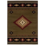 Oriental Weavers Sphinx Hudson 087j1 Green / Red Rugs - main flat