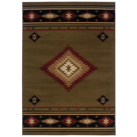 Oriental Weavers Sphinx Hudson 087j1 Green / Red Rugs - main flat
