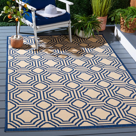 Safavieh Courtyard 5'-3" x 7'-7" Rug in Beige / Navy