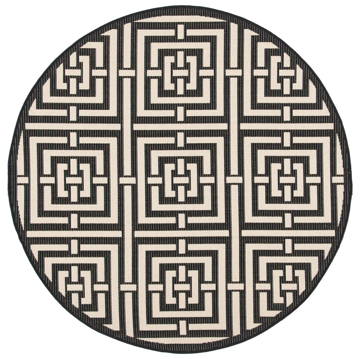 Safavieh Courtyard 5'-3" x 5'-3" Rug in Black / Bone