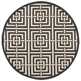 Safavieh Courtyard 5'-3" x 5'-3" Rug in Black / Bone