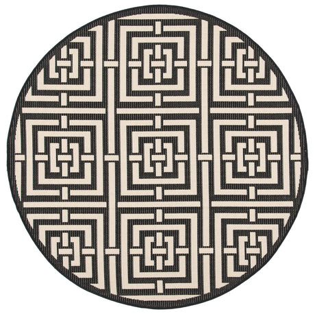Safavieh Courtyard 5'-3" x 5'-3" Rug in Black / Bone