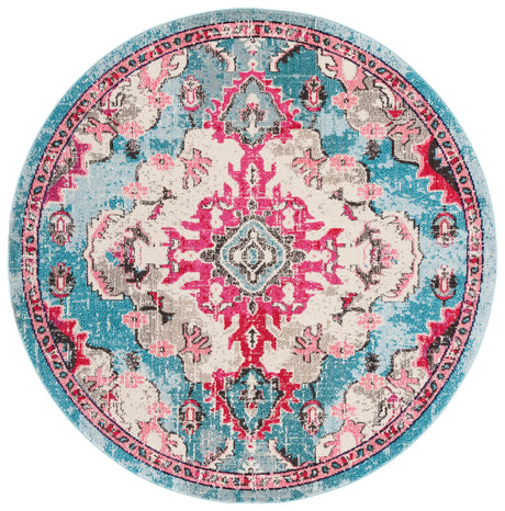 Safavieh Madison 6'-7" x 6'-7" Rug in Light Blue / Fuchsia