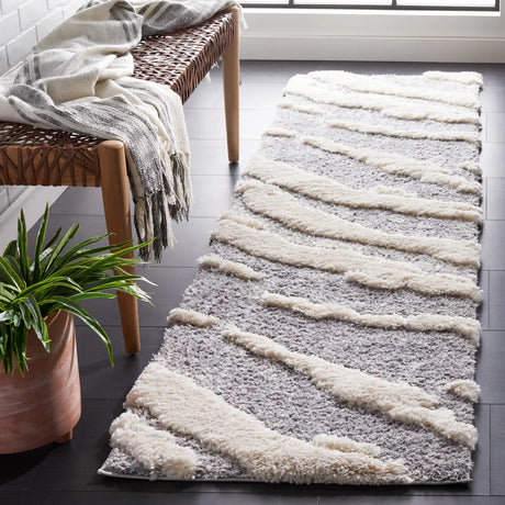 Safavieh Hi-Lo Shag 2'-2" x 8'-0" Rug in Grey / Light Beige