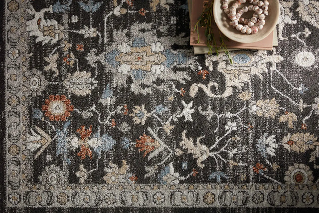 Loloi Odette Odt-04 Charcoal/Multi Rug - styled aerial 1