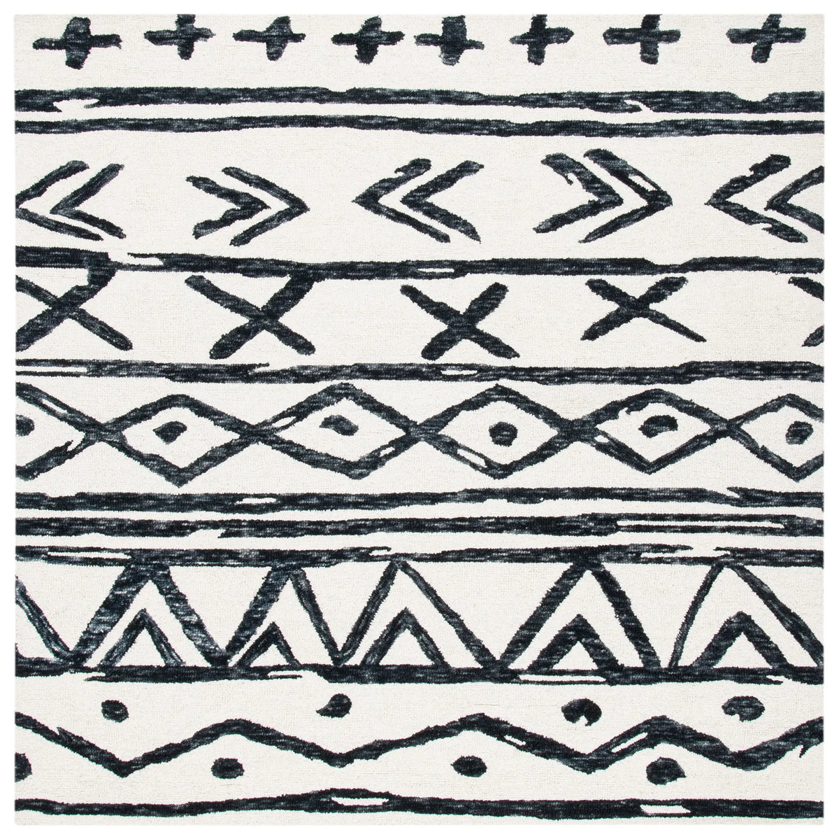Safavieh Metro 6'-0" x 6'-0" Rug in Black / Ivory