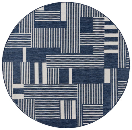 Safavieh Beach House 6'-7" x 6'-7" Rug in Navy / Ivory