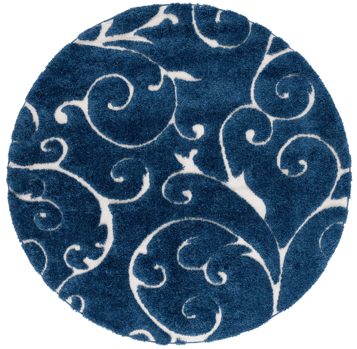 Safavieh Florida Shag 5'-0" x 5'-0" Rug in Dark Blue / Cream