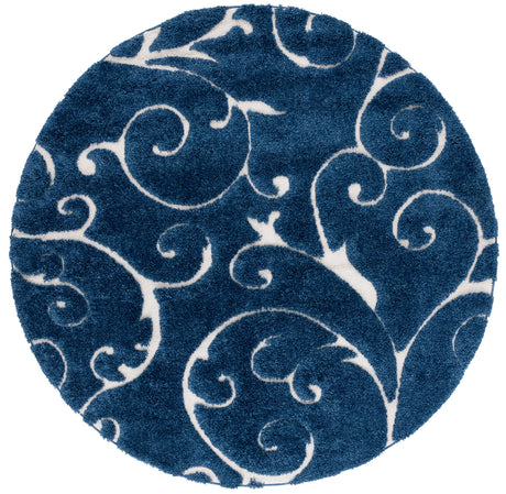 Safavieh Florida Shag 5'-0" x 5'-0" Rug in Dark Blue / Cream