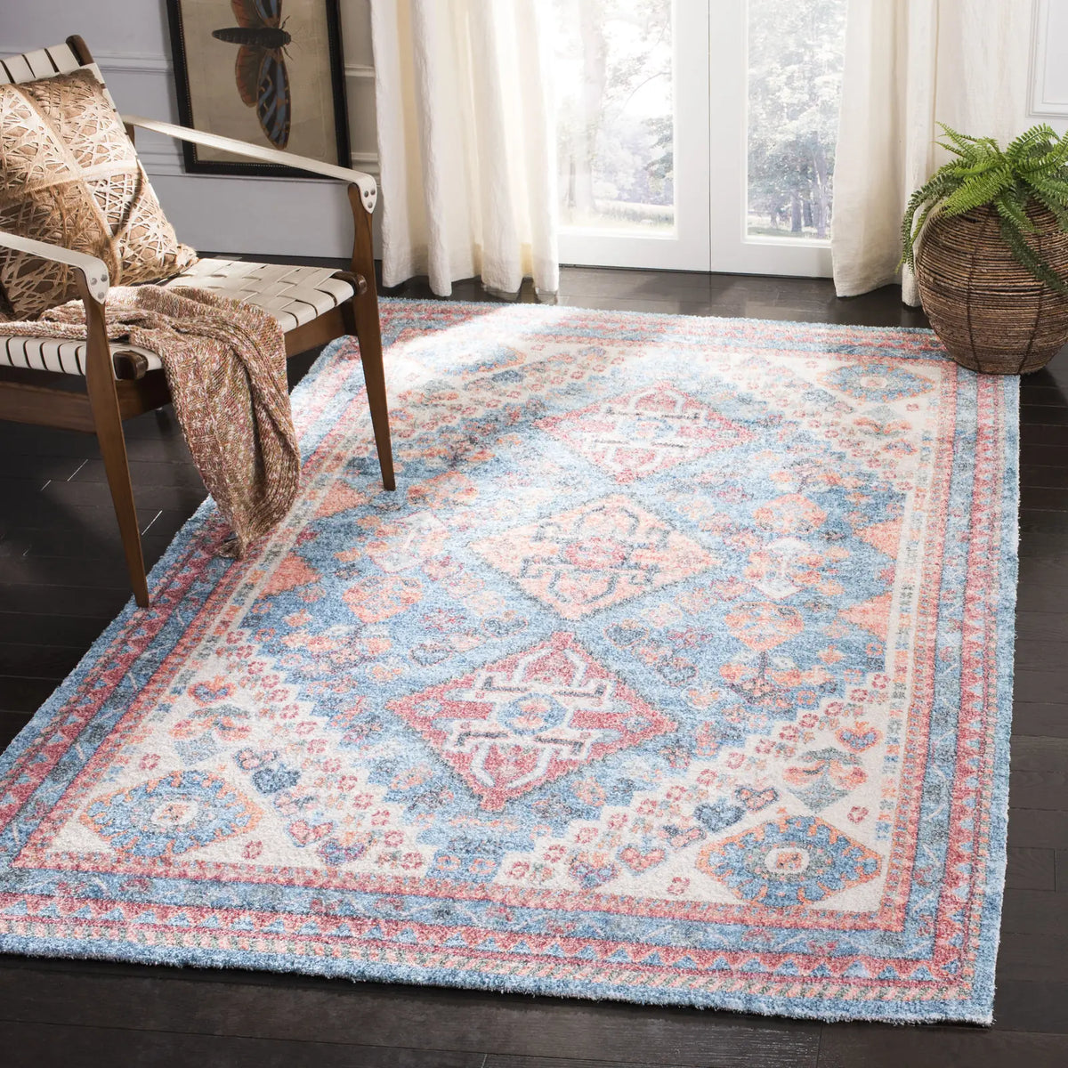 Safavieh Saffron 4'-0" x 6'-0" Rug in Blue / Rust