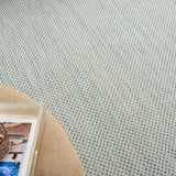 Nourison Courtyard COU01 Machine Made Ivory, Aqua Rug