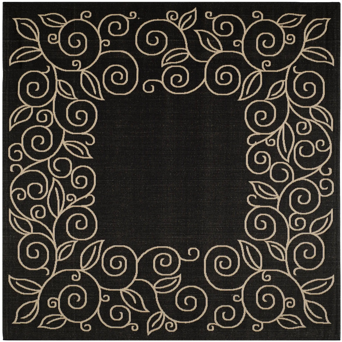 Safavieh Courtyard 7'-10" x 7'-10" Rug in Black / Beige
