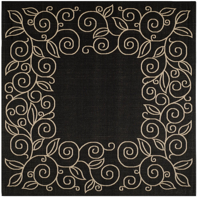 Safavieh Courtyard 7'-10" x 7'-10" Rug in Black / Beige