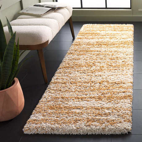 Safavieh Hudson Shag 2'-3" x 8'-0" Rug in Ivory / Gold