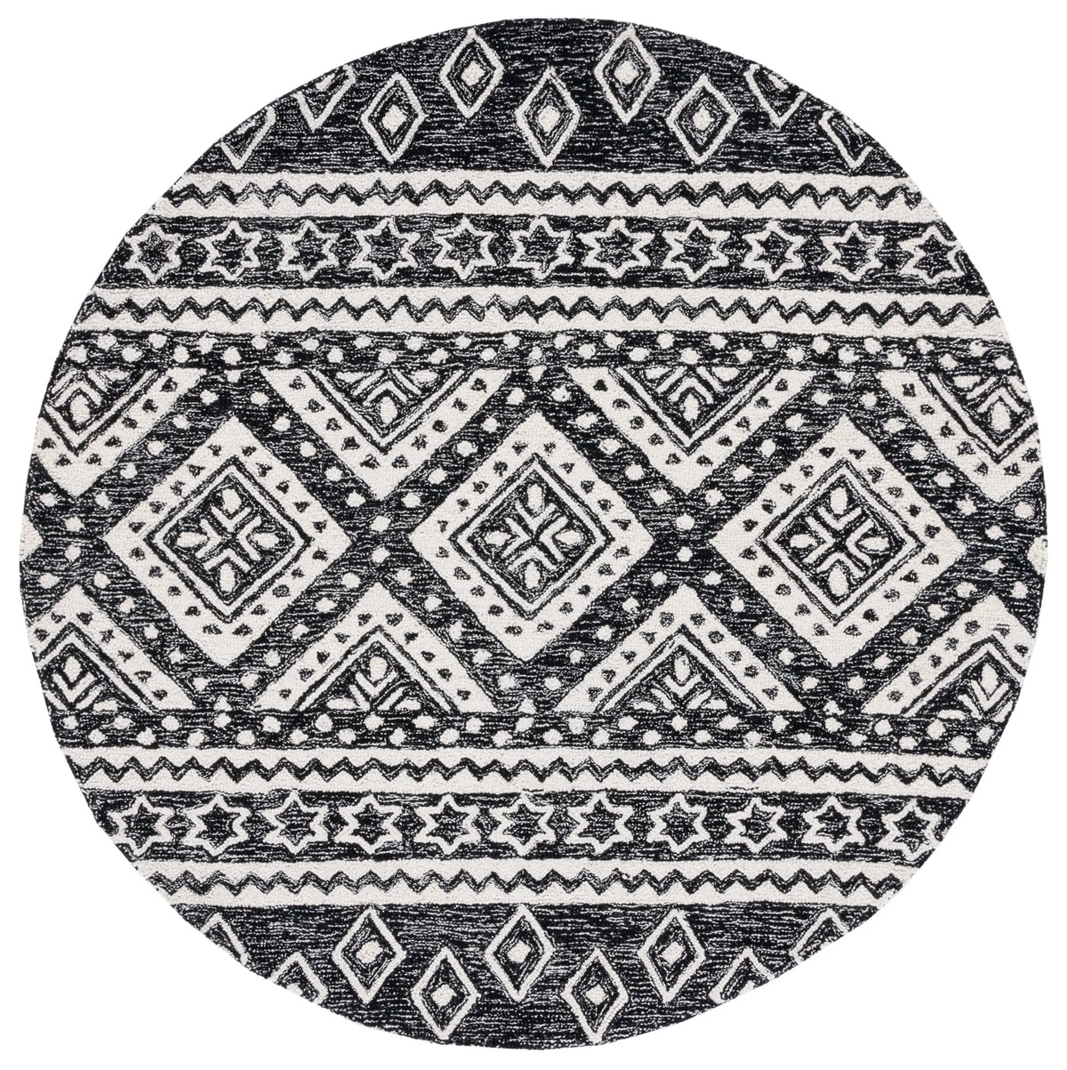 Safavieh Micro-Loop 5'-0" x 5'-0" Rug in Black / Ivory