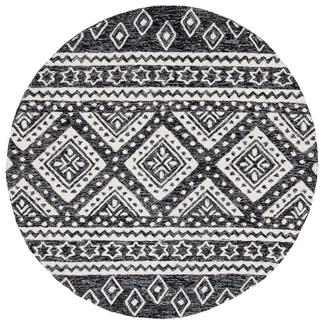 Safavieh Micro-Loop 5'-0" x 5'-0" Rug in Black / Ivory